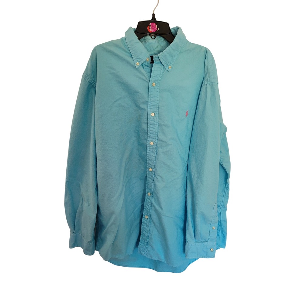 Polo Ralph Lauren Mens XXL Classic Fit Light Blue Oxford Button Down Pony #25